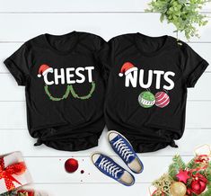 Couples Christmas Shirts, Funny Christmas Shirt Gift for Couple, Chest Nuts Shirt, Husband Ugly Christmas Shirt, Boyfriend Christmas Gift Hello! Welcome to the FashionPrimeTees, It's great to see you here!✨ Our shirts are of high quality and soft. It is prepared by our store as quickly as possible in order to ensure customer satisfaction.  It is our pleasure to help you with your questions and you can contact us at any time. Enjoy your shopping!🌸 FIT and SIZING *Women's sizes are narrower than Couples Christmas Shirts, Christmas Shirts Funny, Boyfriend Christmas Gift, Boyfriend Christmas, Couples Christmas, Ugly Christmas Shirts, Christmas Gifts For Boyfriend, Funny Christmas Shirts, Christmas Couple