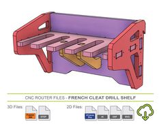 an image of a cutout of a french cleat drill shelf for 3d printing