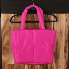 Nwot- Pink Puffer Tote. Great Size! This Tote Is 11.5 Inches Tall (20.5 Inches Including The Handle) And 16.5 Inches Wide. Bundle With Other Listings In My Closet For Even More Savings! My Closet, Womens Tote Bags, Pink Ladies, Puffer, Pink, Closet, Women Shopping, Color