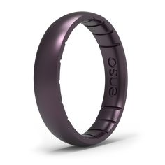 a purple ring with black lettering on it