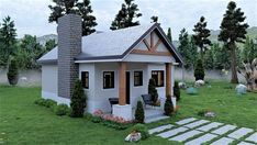 Mini Cottage Small Houses, Small Cottage Homes Floor Plans, Tiny Cottage Homes, Tiny Farmhouse Plans, House Plan 1 Bedroom, Rustic Cottage Home, Granny Pad, Adu Ideas