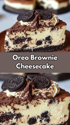 oreo brownie cheesecake with oreo cookies on top