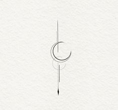 a drawing of a crescent with a pencil in it