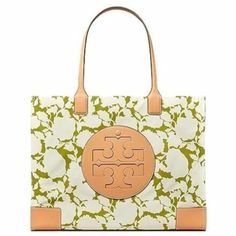 Tory Burch Ella Tote Large Handbag Bag New Brand New With Tag, In Original Package! Color: Green Bold Flower Lightweight Tote With A Logo Patch. The Ella Is Made Of Durable Recycled Polyester With A New Interior Laptop Pocket. Ideal For Every Day And Getaways, It Has Room For All Your Essentials. Height: 13.2" X Length: 17.3" X Depth: 5.2" Fits A Laptop Up To 13" Outer Shell: 100% Recycled Polyester; Faux Leather Trim Lining: 100% Recycled Polyester Magnetic Bridge And Gusset Snap Closure Top Ha Tan Coated Canvas Bag With Handles, Tan Coated Canvas Bag, Green Coated Canvas Tote Shoulder Bag, Tan Coated Canvas Shoulder Bag For On-the-go, Green Coated Canvas Shoulder Bag For Errands, Tan Coated Canvas Shoulder Bag With Handles, Tan Shoulder Bag With Top Carry Handle, Tan Shoulder Bag With Removable Pouch, Tory Burch Ella Tote