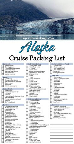 alaska cruise packing list with mountains in the background