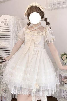 Ivory Ruffle Hanayome Bowknot Lace Sweet Princess Lolita Dress – LolitaInside Princess Clothing, Gothic Princess, Punk Dress, Princess Outfits, Beautiful Clothes, Lace Fashion, Fantasy Clothing, Lolita Dress, Cotton Velvet