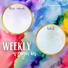 this week's weekly planner is filled with colorful watercolors and gold circles