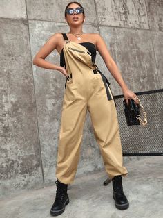 SHEIN Pocket Front Zip Detail Overall Jumpsuit | SHEIN USA Overall Jumpsuit, Shein Style, Fashion Online Shop, Online Fashion, All Fashion, Jumpsuits For Women, Athleisure, Men's Clothing, Fashion News