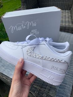 Air Force 1 Wedding, Womans Shoe, Air Force Wedding, Sneaker High Heels, Diamond Shoes