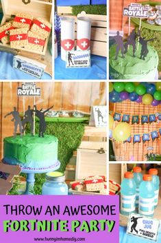 this is a collage of photos with different things in it and the words throw an awesome fortie party