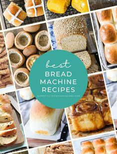 bread machine pictures with the words best bread machine recipes on them and images of different types of breads