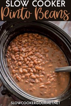 slow cooker pinto beans recipe with text overlay