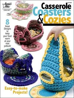 the cover of crochet's magazine features handmade baskets and purses