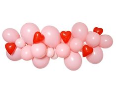 pink and red balloons with hearts on them