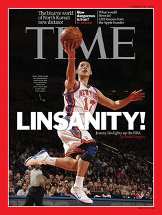 the cover of time magazine with a basketball player in mid air