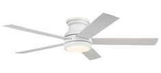 a white ceiling fan with light on it