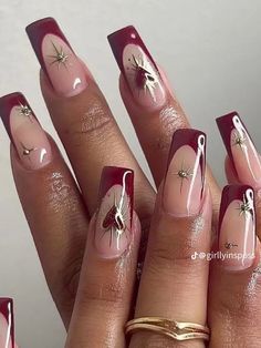 Coquette Nails, Butterfly Nail Designs, December Nails, Happy Nails, Work Nails, Classy Acrylic Nails, Acrylic Nails Coffin Pink, Nails 2024, Luxury Nails