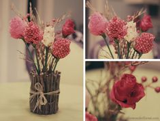 flowers are in a vase on the table