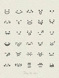 an image of various emoticions drawn by hand on white paper with black ink