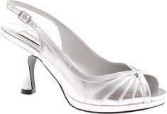 a women's silver high heeled shoe with straps