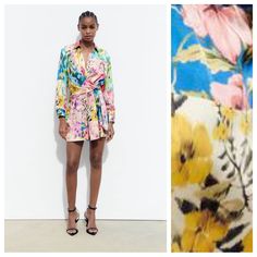 Nwt. Zara Satin Effect Floral Patchwork Print Collared Short Playsuit With Long Sleeves. Front Knot Detail. Elasticated Waistband At The Back. Button-Up Front. Size S. Ref. 3114/225. Pit To Pit 20" Flat, Shoulders 13", Sleeves 22,5", Waist 11,5", Rise 15,5", Inseam 3", Length 33". Long Sleeve Floral Jumpsuit For Summer, Long Sleeve Floral Jumpsuits And Rompers For Summer, Summer Floral Print Long Sleeve Jumpsuits And Rompers, Multicolor Long Sleeve Jumpsuits And Rompers For Spring, Casual Office Jumpsuits And Rompers For Spring, Multicolor Long Sleeve Jumpsuit For Summer, V-neck Jumpsuits And Rompers For Office In Spring, Feminine Spring Long Sleeve Jumpsuits And Rompers, Multicolor Jumpsuits And Rompers For Spring Workwear