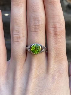 Total Weight: 3.4 grams Size: 6.25 Band Width: 1.2-10.2mm Peridot: 7mm Condition: In great condition showing little wear with no damage. All gold has been thoroughly checked with an Olympus XRF spectrometer. It is guaranteed 18k gold.  All our jewelry is properly washed and disinfected to ensure customers get clean items with every order.  Returns accepted but may be subjected to a restock fee.  Please message with any questions:) Peridot Ring Band, Wide Wedding Bands, Jewelry Real, Gold Art Deco, Huntington Beach Ca, Peridot Ring, Gold Art, Huntington Beach, Ring Band