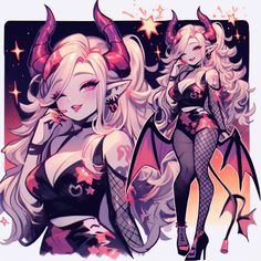 two women dressed up as devilgirls with horns