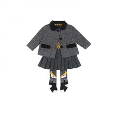 Gray Wool Coat, Fendi Kids, K Girl, Baby Fits, Suspender Skirt, Wool Skirt, Wool Skirts, Luxury Brands