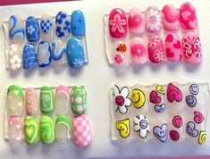 Nail Art Wheel, Art Deco Nails, Hello Nails, Nail Drawing, Gel Nail Art Designs, Cute Simple Nails, Girly Acrylic Nails, Summery Nails