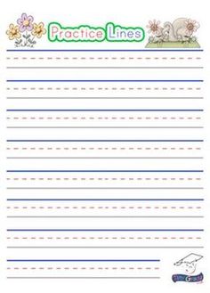 the printable worksheet for practice lines with animals and flowers on top of it