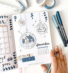 50+ Beautiful Bullet Journal Monthly Covers for 2024 - The Planner Addict December Bujo Spread, December Journal Ideas Cover, December Journal Spread, December Reading Journal, December Journal Page, Bujo Ideas Page, Bujo December Cover, Monthly Reading Journal Spread, December Planner Ideas