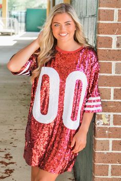 Garnet Sequin Jersey Dress | Garnet Sequin Gameday Dress | Wild Mabel – L. Mae Boutique Spring Sequin Dress With Contrast Sequin And Short Sleeves, Spring Sequin Dress With Contrast And Short Sleeves, Glamorous Short Sleeve Sequin Dress With Contrast Sequins, Glamorous Short Sleeve Contrast Sequin Dress, Glamorous Short Sleeve Sequin Dress With Contrast, Party Season Short Sleeve Sequin Dress, Short Sleeve Glitter Dress For Party Season, Summer Short Sleeve Sequin Dress, Holiday Short Sleeve Dress With Contrast Sequin