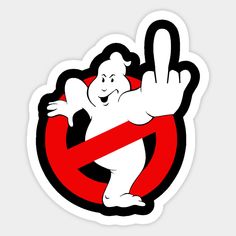 a sticker depicting a ghost holding a no entry sign