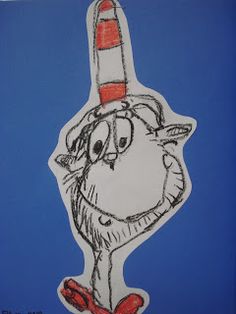 the cat in the hat sticker is drawn on a piece of paper with colored pencils