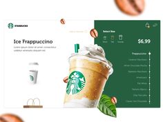 the starbucks website has been designed to look like it's coming out of an ice cream