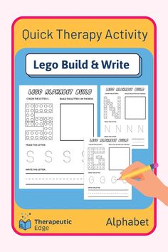 a poster with the words lego build and write on it