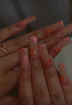 Colorful Nail Aesthetic, French Tip Nail Designs 2023, Mid Length Acrylic Nails Summer, Coffin Bday Nails, Flower Nails With Initial, Vacation Nails Long Square, Vacation Nails Tapered Square, 2023 Square Nail Trends, Nails 2023 Trends With Gems