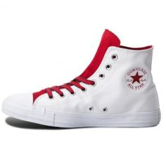 Limited Edition -- Converse Chuck Taylor All Star - White With Red Bottoms - Brand New With Original Box Casual White Canvas Shoes With Red Sole, White Canvas Shoes With Red Sole And Round Toe, White Canvas Shoes With Red Sole, White Canvas Lace-up Shoes With Red Sole, White Lace-up Canvas Shoes With Red Sole, Red High-top Sneakers With Rubber Toe Cap, High-top White Canvas Shoes With Red Sole, White High-top Canvas Shoes With Red Sole, Casual Converse High-top Sneakers With Red Sole