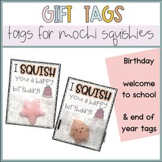 two birthday gifts for kids with the words i squish