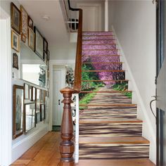 the stairs are painted with different colors and designs