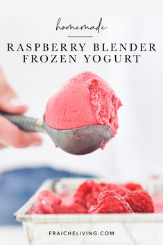 raspberry blender frozen yogurt in a bowl