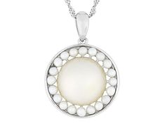 12-13mm Cultured Mabe Pearl and 2-2.5mm Cultured Freshwater Pearl Rhodium Over Sterling Pendant. Pendant measures approximately 1 1/16" L x 3/4" W and has a 3mm bail. Singapore chain measures approximately 18 inches in length, 1/32 of an inch in width with a lobster claw clasp closure and a 2 inch extender. Colors, shapes, and sizes may vary. White Polished Finish Round Pendant Jewelry, Round White Necklace With Bail, Nickel Free Pearl White Jewelry, Nickel-free Pearl White Round Jewelry, White Hallmarked Round Jewelry, Mabe Pearl, Sterling Pendant, Lobster Claw, Fresh Water