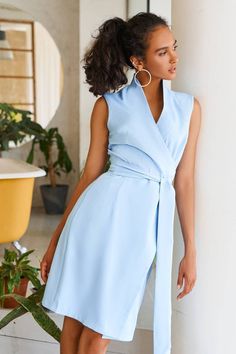 Bright, attractive and so nicely designed, this wrap dress will make you fall in love with it. - Sleeveless Wrap dress - true wrap dress - knee length SIZES The models in photos are wearing a size S Available in 4 sizes: XS= 2 US numeric BUST 32-34 inches or 82-86 cm WAIST 23-24.8 inches or 59-63 cm HIPS 33-35 inches or 86-90 cm S= 4 US numeric BUST 34-35 inches or 86-90 cm WAIST 25-26 inches or 63-67 cm HIPS 35-37 inches or 90-94 cm M = 6 US numeric BUST 35-37 inches or 90-94 cm WAIST 26-28 inc Ladies Wrap Dresses, Belted V-neck Mini Dress For Summer, Spring V-neck Belted Dress, Belted V-neck Dress For Summer, Blue Wrap Dress With Tie Waist And Surplice Neckline, Blue V-neck Wrap Dress With Tie Waist, Summer V-neck Belted Dress, Chic V-neck Summer Belted Dress, Blue Faux Wrap Dress With Surplice Neckline