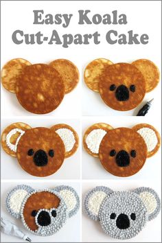 the instructions for how to make an easy koala cut - apart cake with crochet