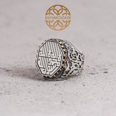 Arabic Kufic Calligraphy Tawhid Engraved Sterling Silver Ring, Hand Engraved Design Sterling Silver Jewelry, Islamic Tawhid Engraved Ring *General Description* -All Kuyumcuzade products are made of 925 sterling silver. -All Kuyumcuzade products are handcrafted. -The product ordered from Kuyumcuzade is specially prepared for the person who ordered it, according to the desired features. -Kuyumcuzade products are guaranteed by Kuyumcuzade in terms of material, quality and workmanship. Desired Features, Kufic Calligraphy, Ring Jewellery Design, Engraved Ring, Engraved Design, Ring Hand, Engraved Rings, Hand Engraving, Silver Band