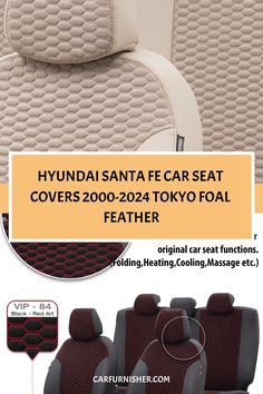 Hyundai Santa Fe Car Seat Covers 2000-2024 Tokyo Foal Feather Hyundai Santa Fe Interior, Santa Fe Interiors, Santa Fe Car, Feather Pattern, Fit Car, Red Art, Shades Of Brown, Hyundai Santa Fe, Car Seat Cover