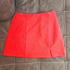 New Without Tag Mini Skirt With Small Side Slit Detail. Fully Lined. Side Zipper. The Color Is More Of A Vibrant Coral Forever 21 Skirts, Side Zipper, Mini Skirt, Forever 21, Womens Skirt, Mini Skirts, Coral, Zipper, Skirt