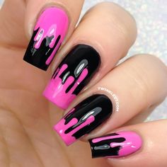 Drip Nail Design, Vinyl Nail Art, Nail Vinyls, Drip Nails, White Nail Art, Ballerina Nails, Black Nail, Nails Simple, Summer Acrylic Nails