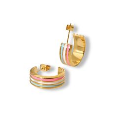 PASTEL HOOP earrings 18k Gold, Hoop Earrings, Pastel, Stainless Steel, Sandals, Gold