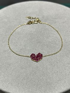 Ruby Paved  Heart-shaped 14 K Gold Bracelet, Modern Heart Bracelet, Chic Heart Bracelet, Birthstone Bracelet Necklace: https://www.etsy.com/listing/1485724193/ruby-paved-heart-shaped-14-k-gold?ref=listings_manager_grid Earrings: https://www.etsy.com/listing/1471537132/ruby-paved-heart-shaped-14-k-gold?ref=listings_manager_grid - With our 30 years of experience in the gold and jewelry industry, it is a great source of pleasure for us to produce useful jewelry that you can wear with pleasure. - Ev Elegant Heart-shaped Crystal Bracelet For Valentine's Day, Valentine's Day Heart-cut Heart Beads Jewelry, Gold Heart-shaped Gemstone Bracelets, Heart-shaped Gemstone Jewelry For Valentine's Day, Pink Heart Bracelet For Valentine's Day Anniversary, Heart Bracelet For Anniversary, Valentine's Day Jubilee Design, Valentine's Day Adjustable Heart Chain Bracelet, Valentine's Day Heart-shaped Gemstone Jewelry, Valentine's Day Heart Jubilee Bracelet For Anniversary